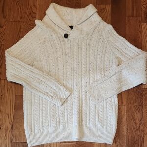 British Khaki Cream Cable Knit Turtleneck Sweater